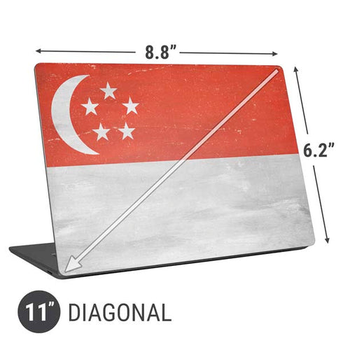 Singapore Flag Distressed Universal Laptop 11in (8.8 x 6.2in) Skin